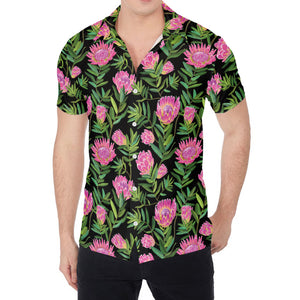 Protea Floral Pattern Print Men's Shirt