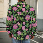 Protea Floral Pattern Print Men's Shirt Jacket