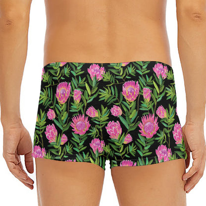 Protea Floral Pattern Print Men's Short Boxer Briefs