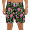 Protea Floral Pattern Print Men's Split Running Shorts