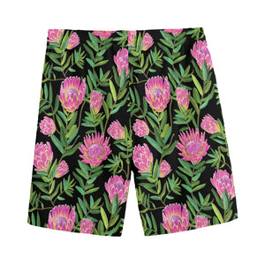 Protea Floral Pattern Print Men's Sports Shorts