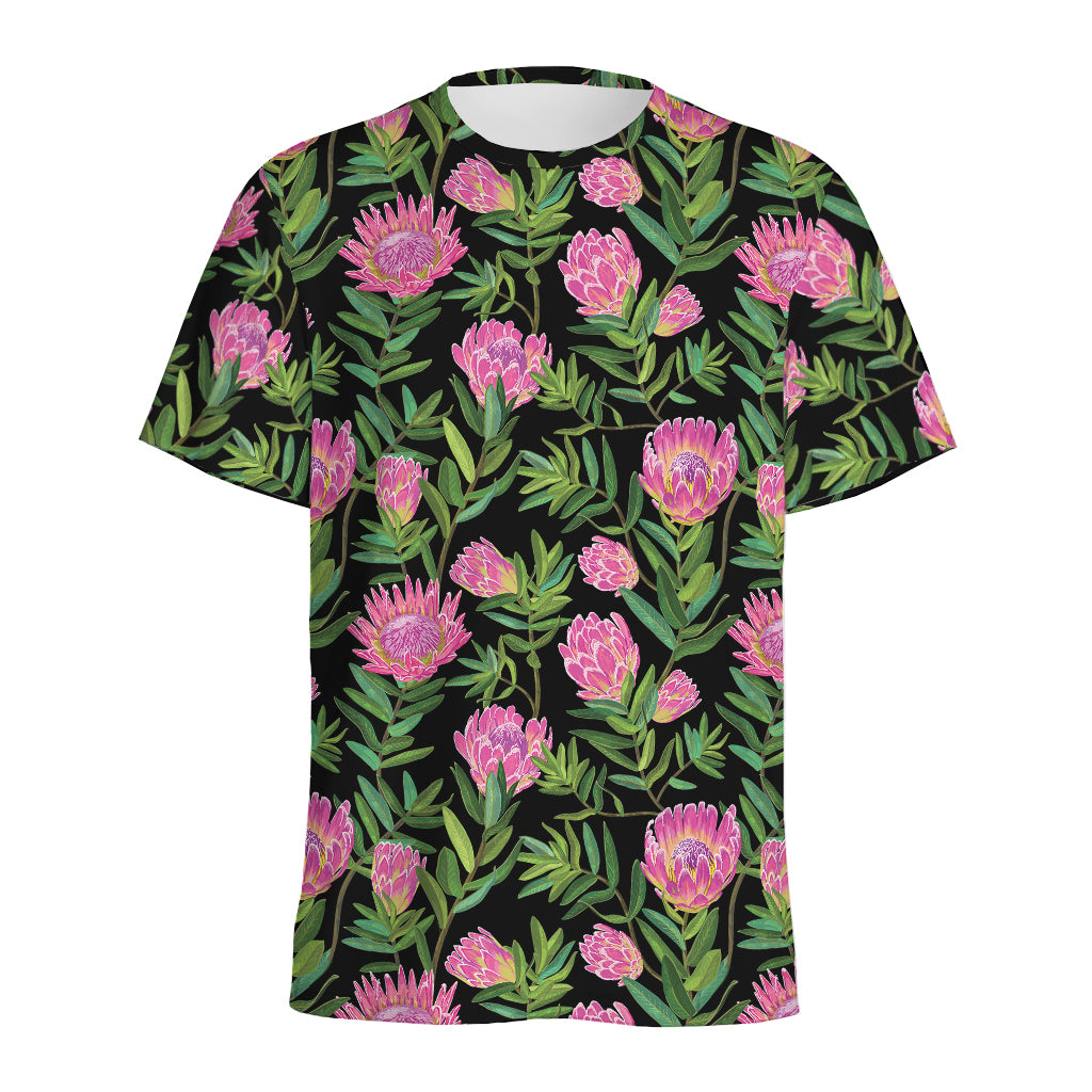 Protea Floral Pattern Print Men's Sports T-Shirt