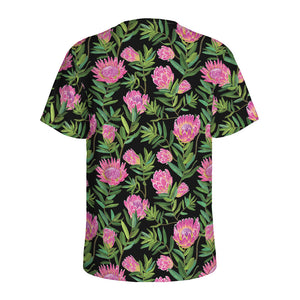 Protea Floral Pattern Print Men's Sports T-Shirt