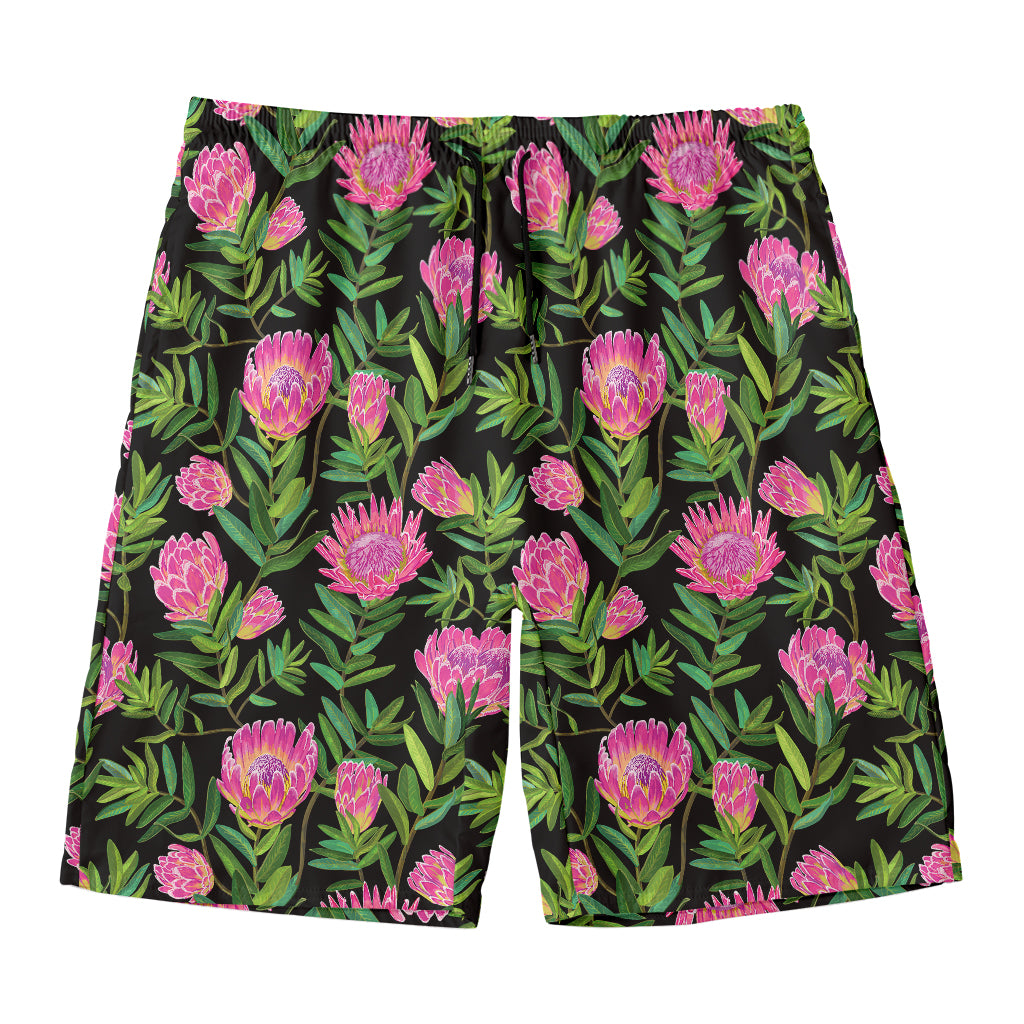 Protea Floral Pattern Print Men's Swim Trunks