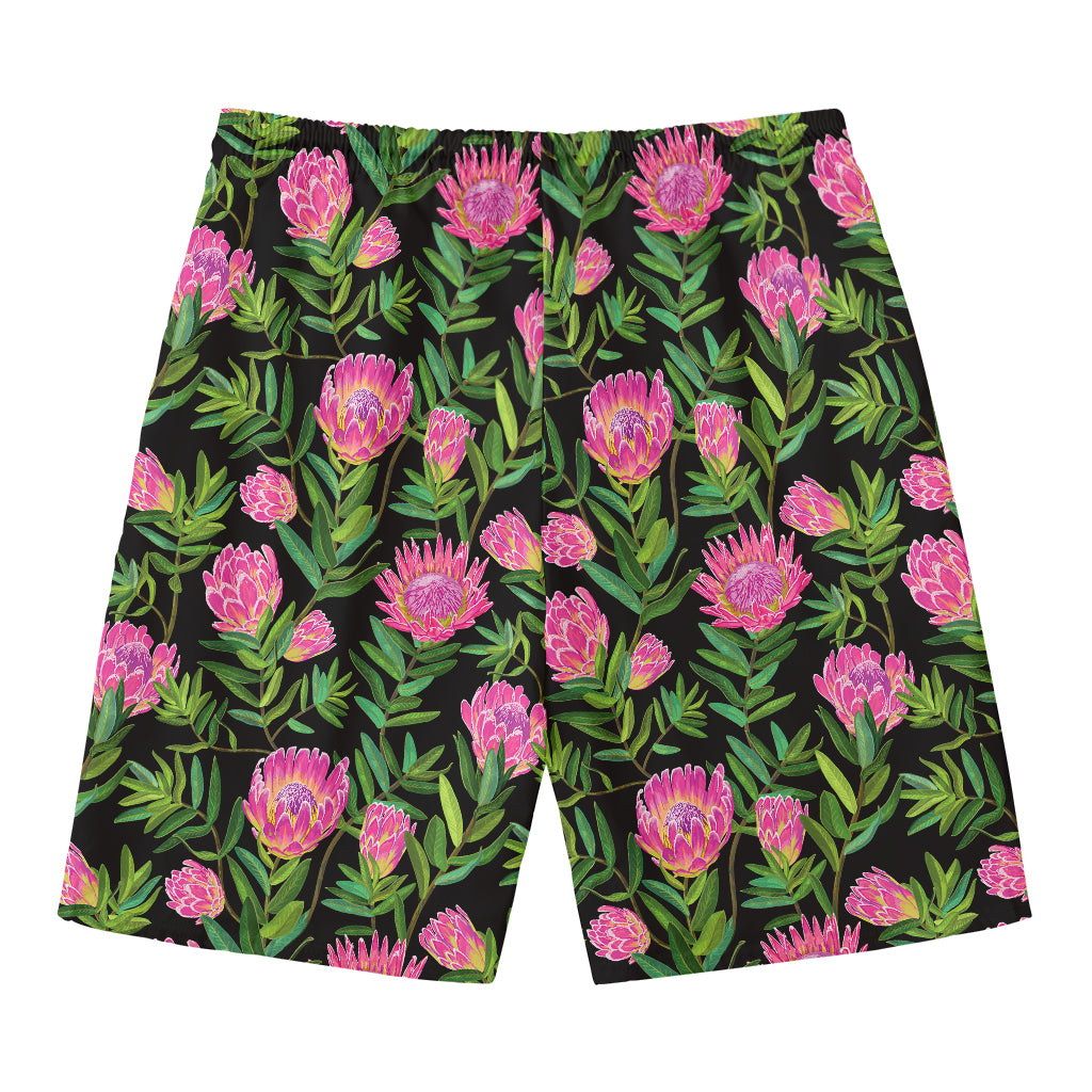 Protea Floral Pattern Print Men's Swim Trunks