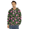 Protea Floral Pattern Print Men's Velvet Pullover Hoodie