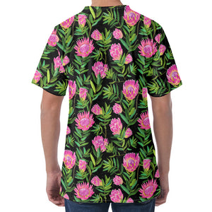 Protea Floral Pattern Print Men's Velvet T-Shirt