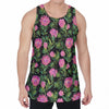 Protea Floral Pattern Print Men's Velvet Tank Top