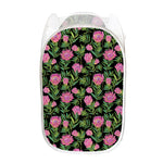 Protea Floral Pattern Print Mesh Laundry Hamper