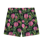 Protea Floral Pattern Print Mesh Shorts