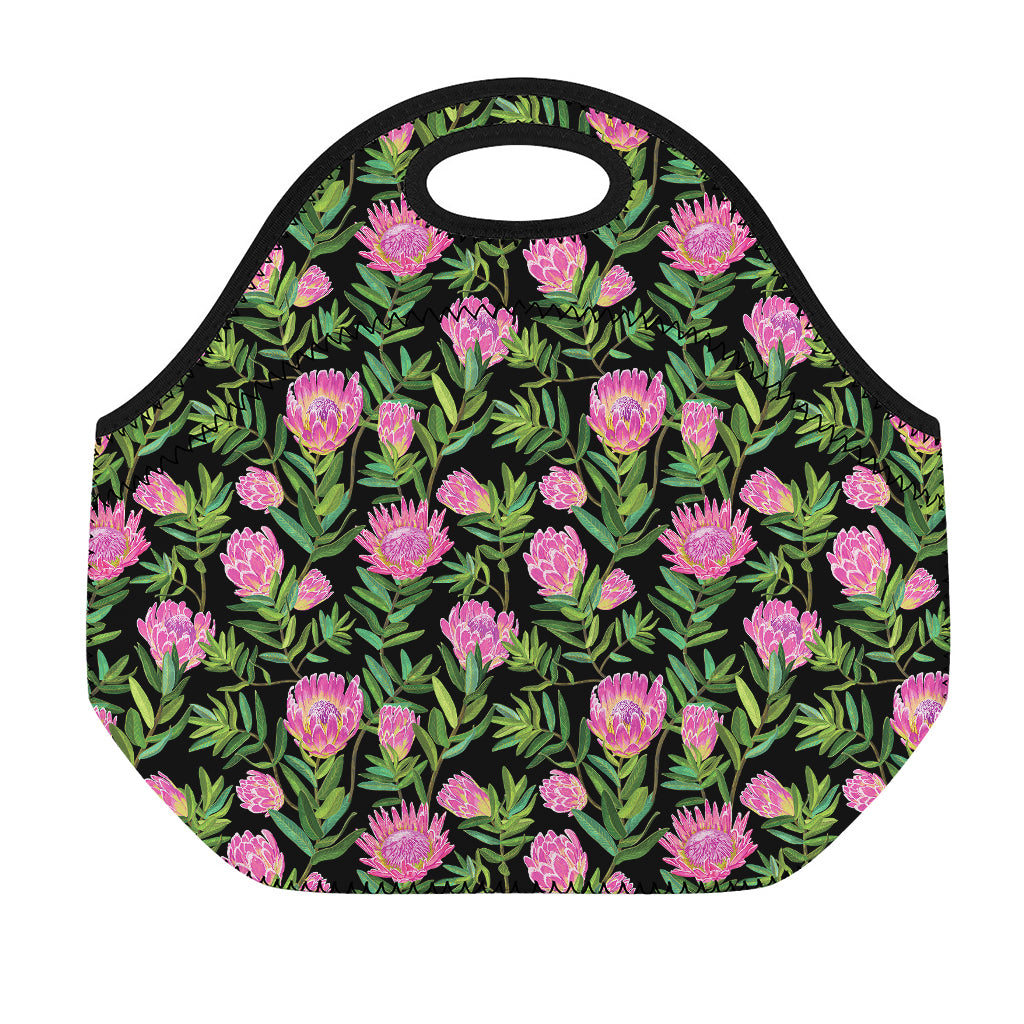 Protea Floral Pattern Print Neoprene Lunch Bag