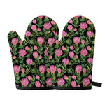 Protea Floral Pattern Print Oven Mitts