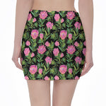 Protea Floral Pattern Print Pencil Mini Skirt