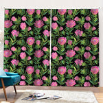 Protea Floral Pattern Print Pencil Pleat Curtains