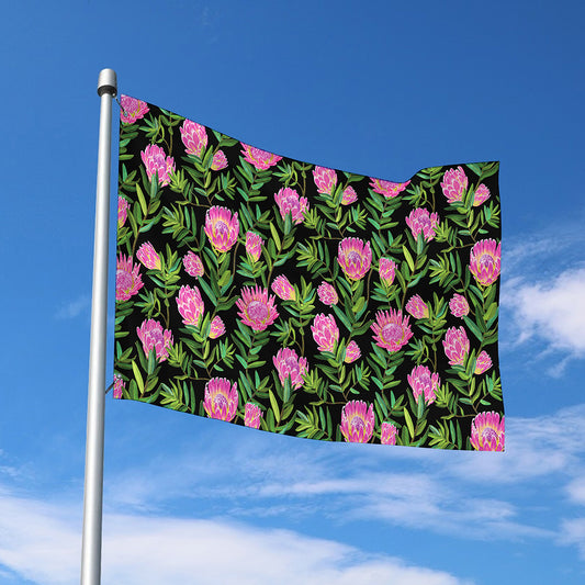 Protea Floral Pattern Print Polyester Flag