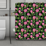 Protea Floral Pattern Print Polyester Shower Curtain