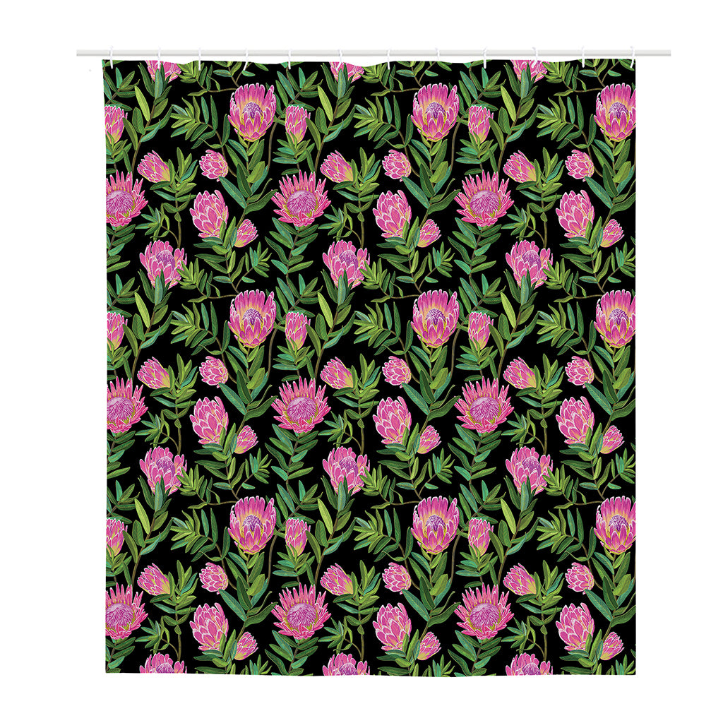 Protea Floral Pattern Print Polyester Shower Curtain
