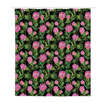 Protea Floral Pattern Print Polyester Shower Curtain