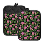 Protea Floral Pattern Print Pot Holders With Pocket