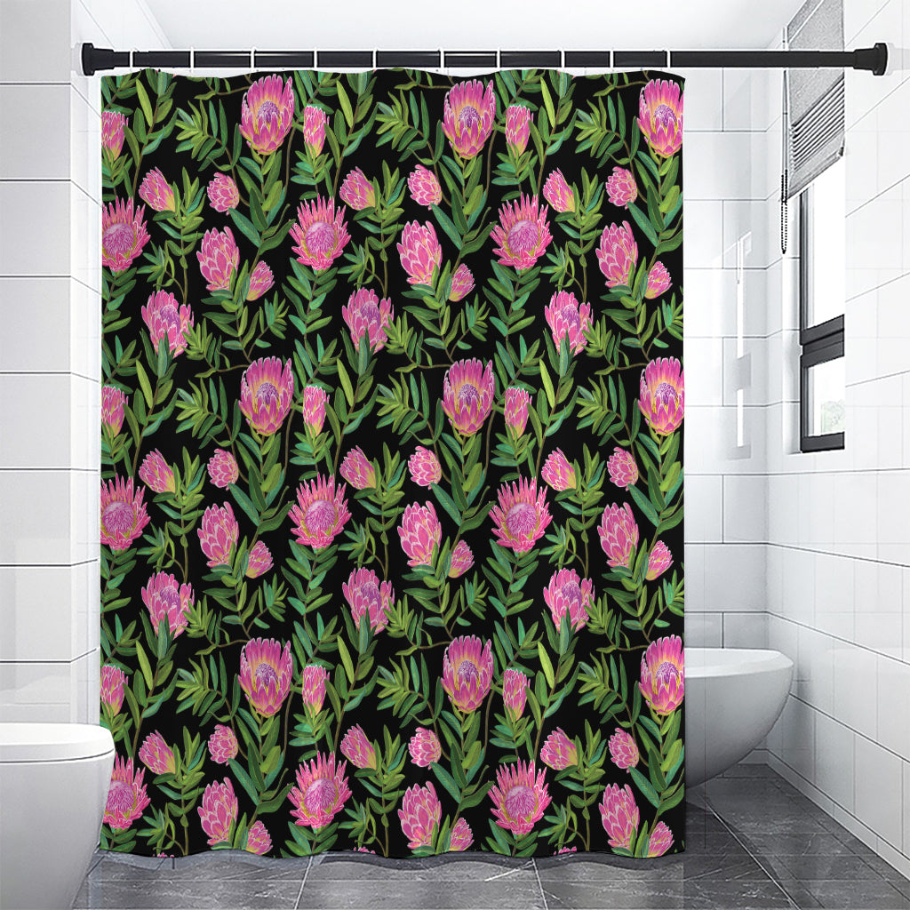 Protea Floral Pattern Print Premium Shower Curtain