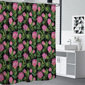 Protea Floral Pattern Print Premium Shower Curtain