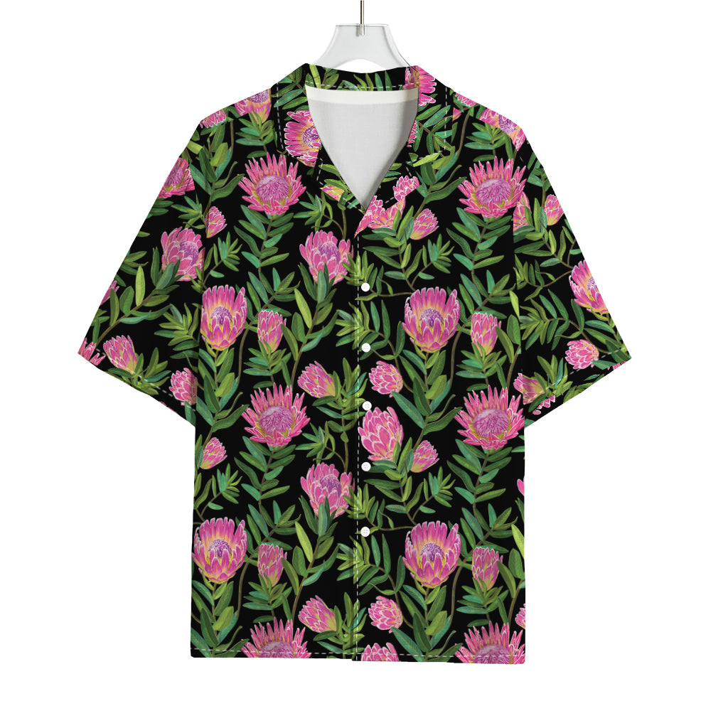 Protea Floral Pattern Print Rayon Hawaiian Shirt