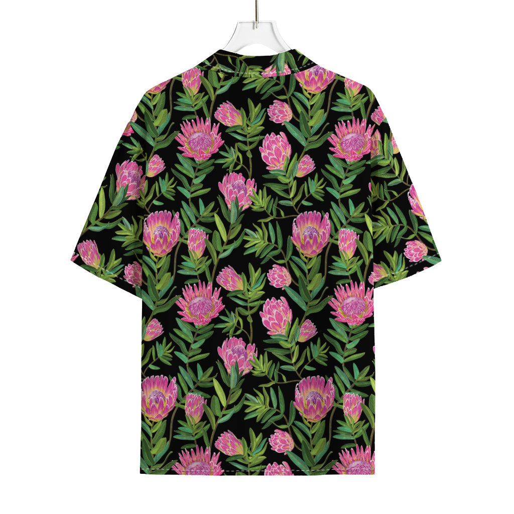 Protea Floral Pattern Print Rayon Hawaiian Shirt