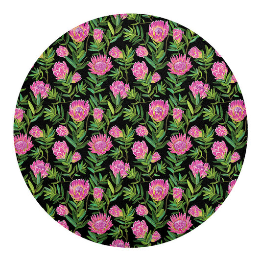 Protea Floral Pattern Print Round Blanket