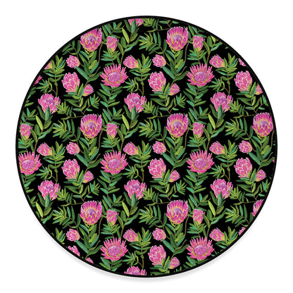Protea Floral Pattern Print Round Floor Mat