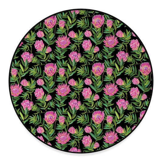 Protea Floral Pattern Print Round Floor Mat