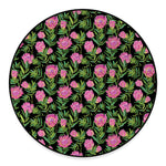 Protea Floral Pattern Print Round Floor Mat