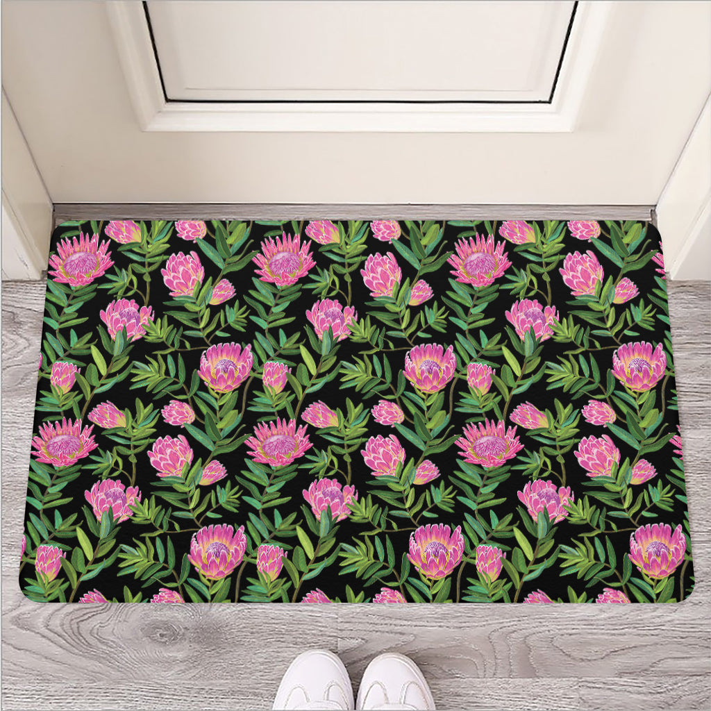 Protea Floral Pattern Print Rubber Doormat