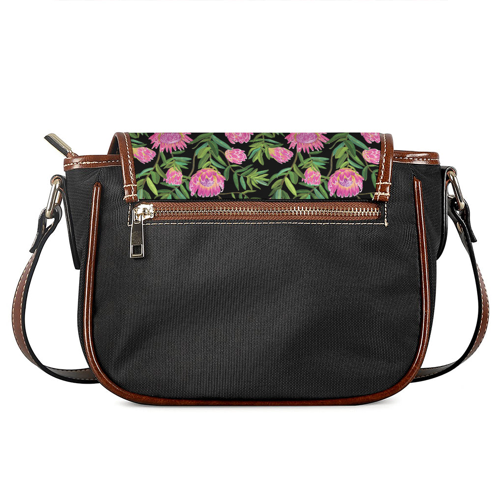 Protea Floral Pattern Print Saddle Bag