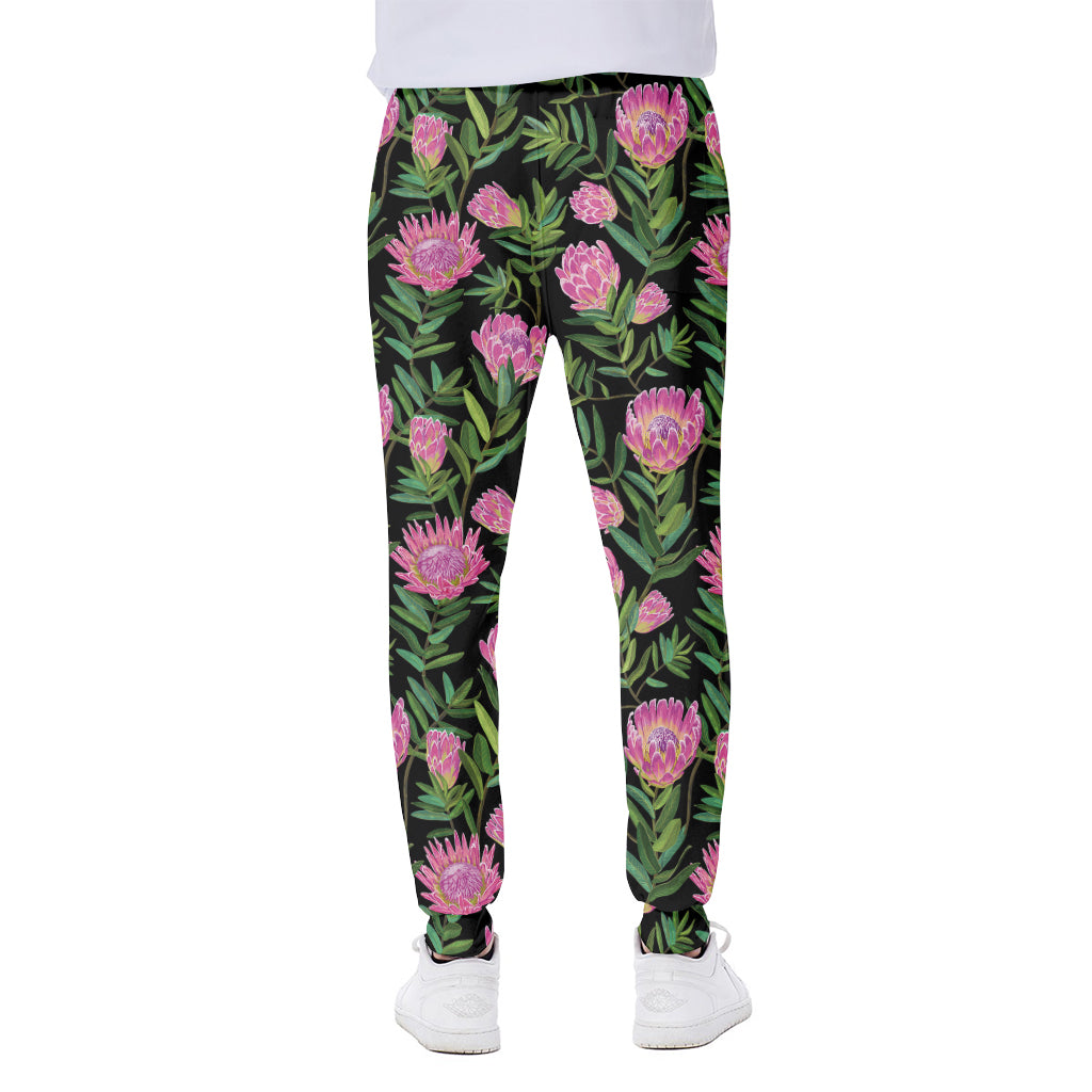 Protea Floral Pattern Print Scuba Joggers