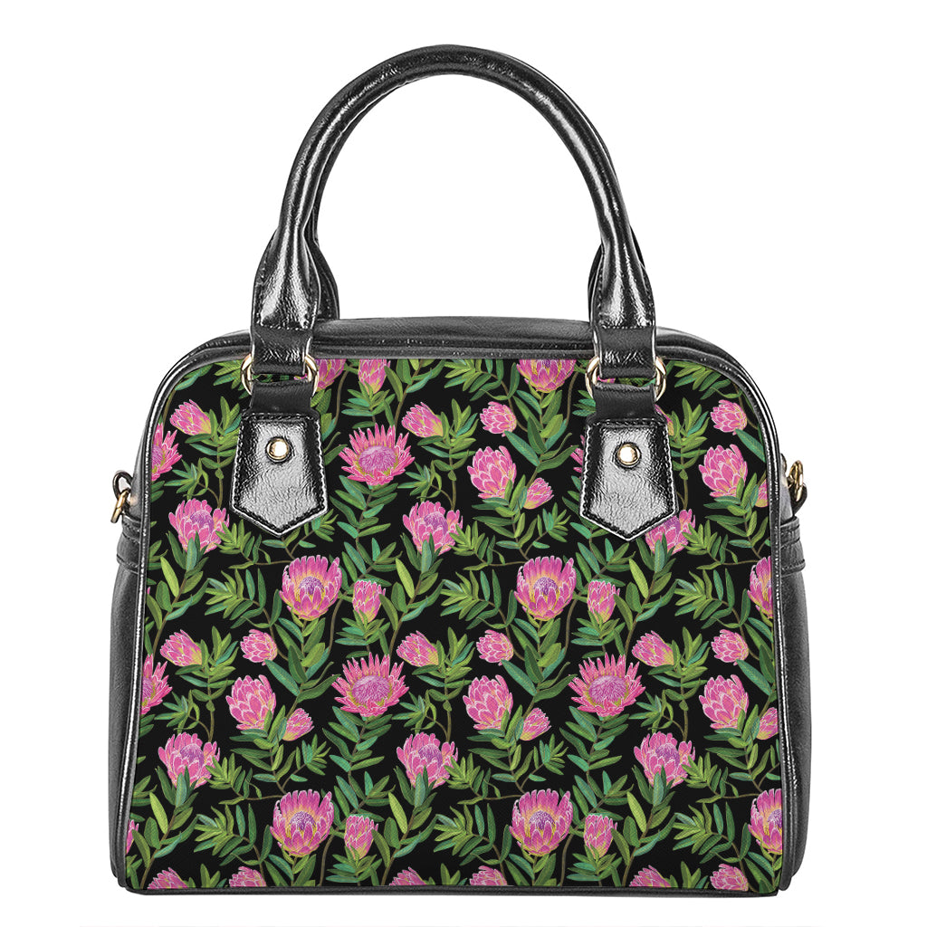 Protea Floral Pattern Print Shoulder Handbag