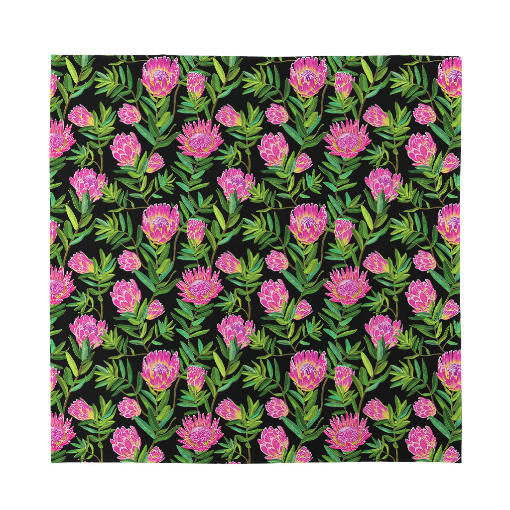 Protea Floral Pattern Print Silk Bandana