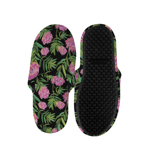 Protea Floral Pattern Print Slippers