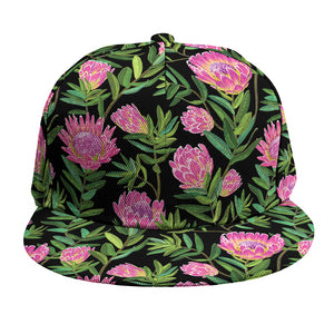 Protea Floral Pattern Print Snapback Cap