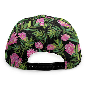 Protea Floral Pattern Print Snapback Cap