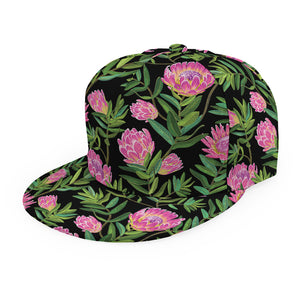 Protea Floral Pattern Print Snapback Cap