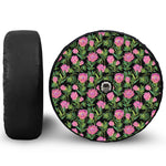 Protea Floral Pattern Print Tire Cover With Camera Hole