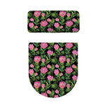 Protea Floral Pattern Print Toilet Lid And Tank Cover Set