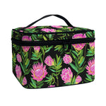 Protea Floral Pattern Print Travel Makeup Bag