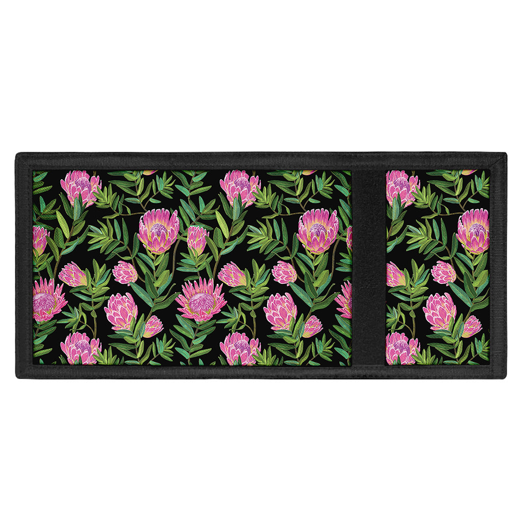 Protea Floral Pattern Print Trifold Wallet