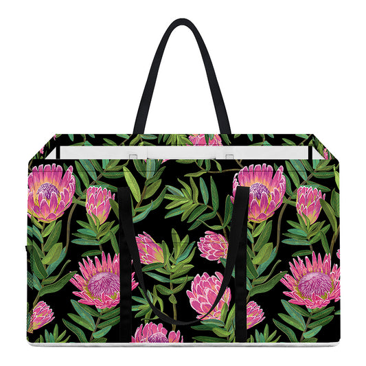 Protea Floral Pattern Print Utility Tote Bag