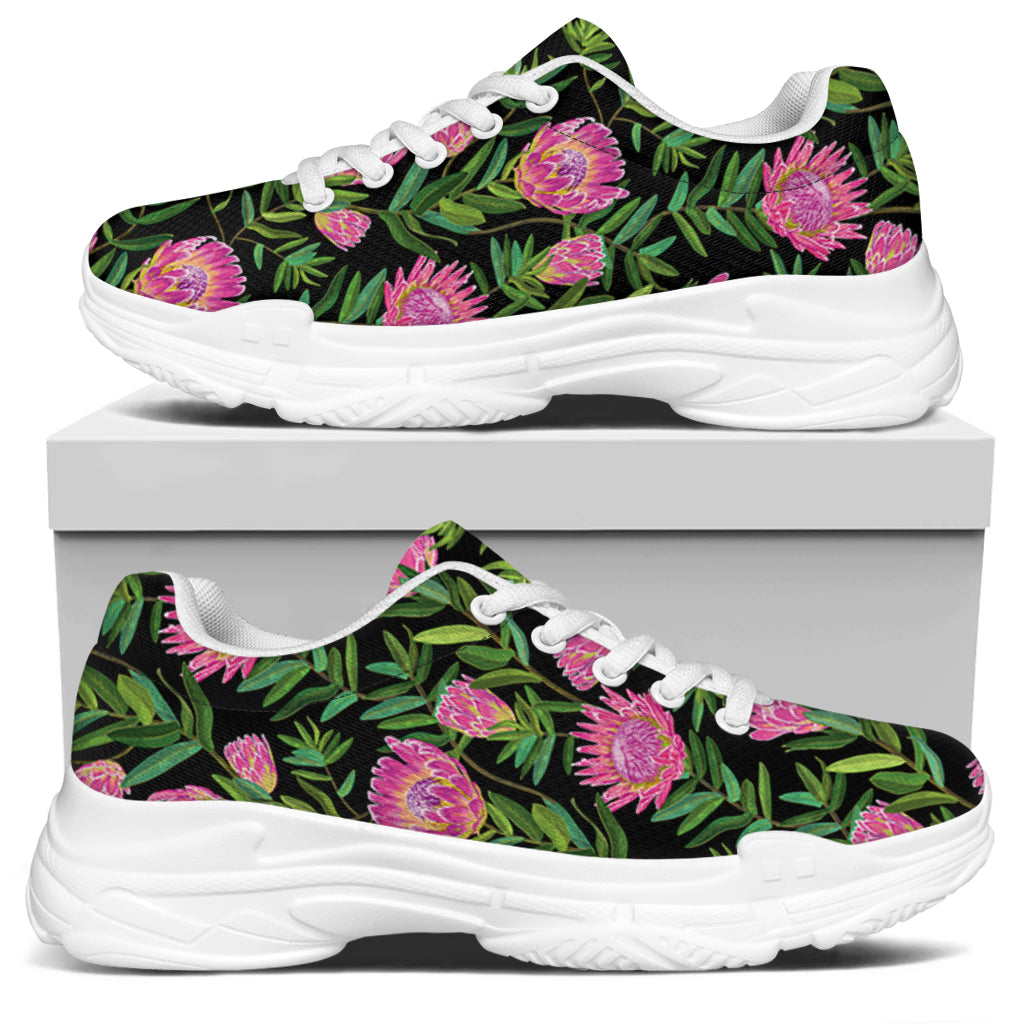 Protea Floral Pattern Print White Chunky Shoes