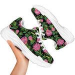 Protea Floral Pattern Print White Chunky Shoes