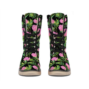 Protea Floral Pattern Print Winter Boots