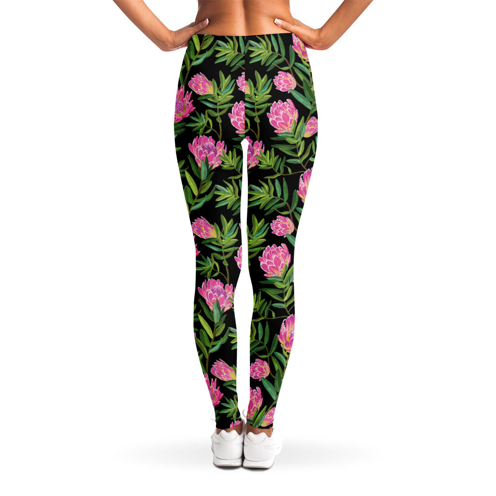 Protea Floral Pattern Print Women's Leggings