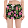 Protea Floral Pattern Print Women's Split Running Shorts